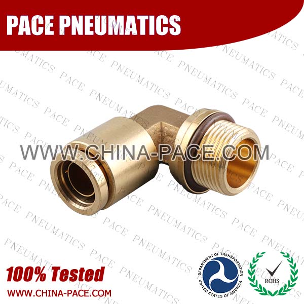 Metric Thread Male Elbow Non Swivel DOT Push To Connect Air Brake Fittings, DOT Push In Air Brake Tube Fittings, DOT Approved Brass Push To Connect Fittings, DOT Fittings, DOT Air Line Fittings, Air Brake Parts